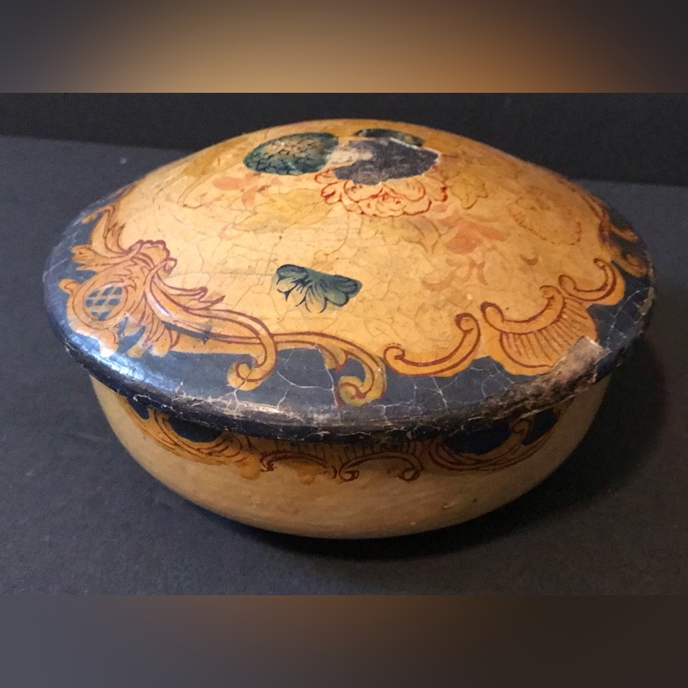 Vintage Wooden Trinket Dish Hand Painted. Made In Japan